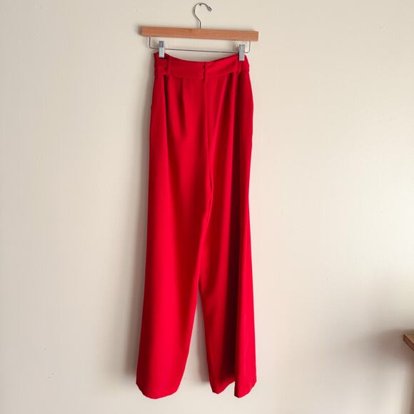 BB Dakota Red Wide Stride Wide-Leg Tie Detail Pants - Size 2 - Picture 9 of 11